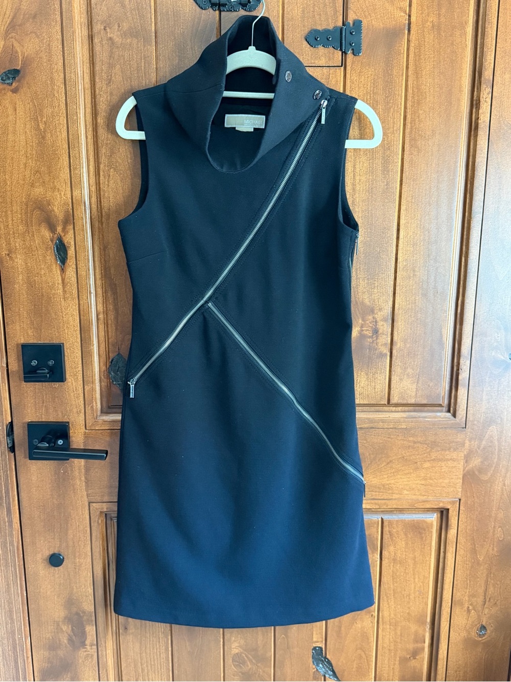 Michael Kors Black Sleeveless Asymmetric Zip Dress